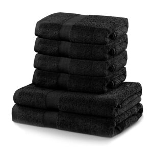 Set 2 černých osušek a 4 ručníků DecoKing Marina