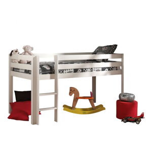 Bílá vyvýšená dětská postel z borovicového dřeva 90x200 cm PINO – Vipack