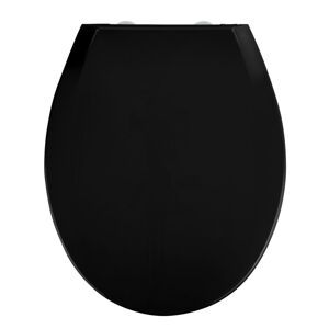 Černé WC sedátko se snadným zavíráním Wenko Kos, 44 x 37 cm