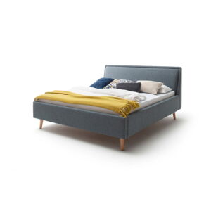 Zelenomodrá čalouněná dvoulůžková postel s úložným prostorem s roštem 180x200 cm Frieda – Meise Möbel