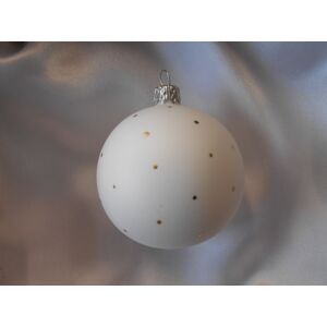 Vánoční ozdoby Střední vánoční koule s puntíky 6 ks - bílá/zlatá