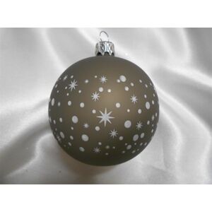 Vánoční ozdoby Střední vánoční koule s dekorem 6 ks - tmavě šedá