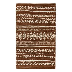 Hnědo-bílý bavlněný koberec Webtappeti Ethnic, 55 x 140 cm