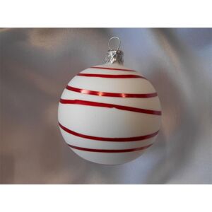 Vánoční ozdoby Střední vánoční koule s proužky 6 ks - bílá/červená