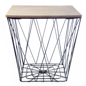Tempo Kondela Příruční stolek AZURO, přírodní/černá + kupón KONDELA10 na okamžitou slevu 3% (kupón uplatníte v košíku)