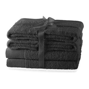 Tmavě šedé froté bavlněné ručníky a osušky v sadě 6 ks Amari – AmeliaHome