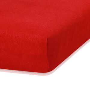 Červené elastické prostěradlo s vysokým podílem bavlny AmeliaHome Ruby, 140/160 x 200 cm