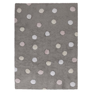 Lorena Canals Pro zvířata: Pratelný koberec Tricolor Polka Dots bílá, žlutá, šedá 120x160 cm