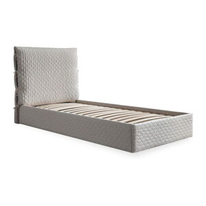 Béžová čalouněná jednolůžková postel s úložným prostorem s roštem 90x200 cm Sleepy Luna – Miuform