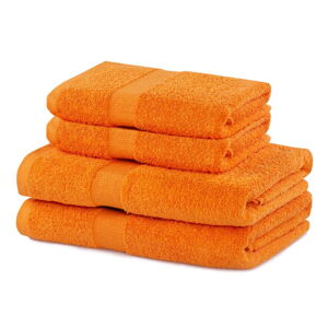 Oranžové froté bavlněné ručníky a osušky v sadě 4 ks Marina – DecoKing