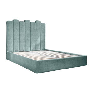 Tyrkysová čalouněná dvoulůžková postel s úložným prostorem s roštem 180x200 cm Dreamy Aurora – Miuform
