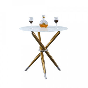 Tempo Kondela Jídelní stůl/kávový stolek DONIO - bílá/gold chrom zlatý + kupón KONDELA10 na okamžitou slevu 3% (kupón uplatníte v košíku)