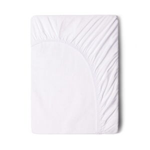 Bílé bavlněné elastické prostěradlo Good Morning, 160 x 200 cm