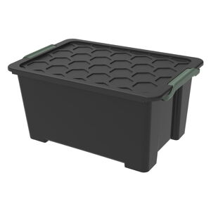 Leskle černý plastový úložný box s víkem Evo  Safe - Rotho