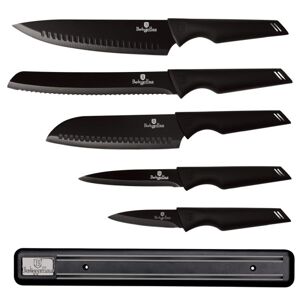 Sada nožů s magnetickým držákem 6 ks Black Silver Collection