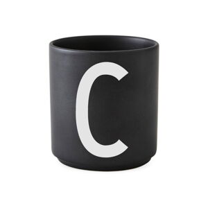 Černý porcelánový hrnek Design Letters Alphabet C, 250 ml