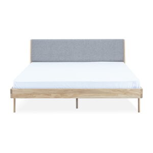 Šedá/přírodní dvoulůžková postel z dubového dřeva 160x200 cm Fawn – Gazzda