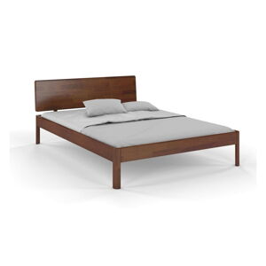 Tmavě hnědá dvoulůžková postel z borovicového dřeva 200x200 cm Ammer – Skandica