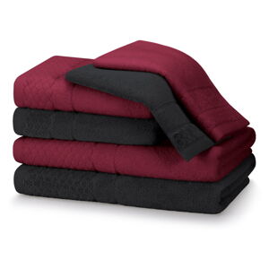 Červeno-černé froté bavlněné ručníky a osušky v sadě 6 ks Rubrum – AmeliaHome