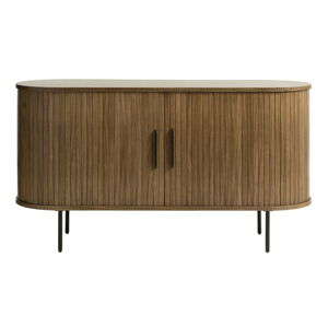 Hnědá nízká komoda v dekoru dubu 140x76 cm Nola – Unique Furniture