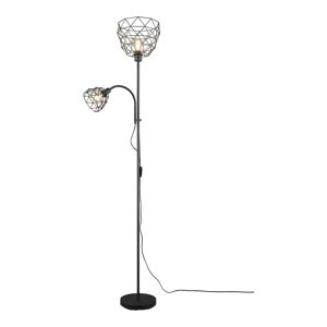 Černá stojací lampa s kovovým stínidlem (výška 180 cm) Haval – Trio