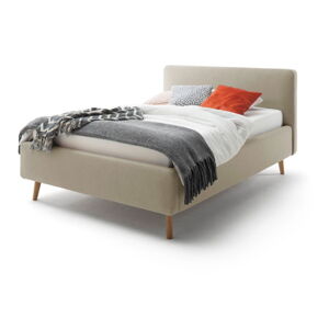 Šedohnědá čalouněná dvoulůžková postel s úložným prostorem s roštem 140x200 cm Mattis – Meise Möbel
