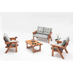 Šedý zahradní lounge set z borovicového dřeva pro 5 Abant – Floriane Garden