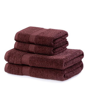 Hnědé froté bavlněné ručníky a osušky v sadě 4 ks Marina – DecoKing