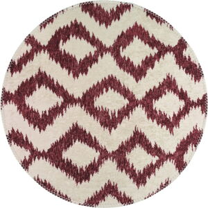 Vínovo-bílý pratelný kulatý koberec ø 120 cm – Vitaus