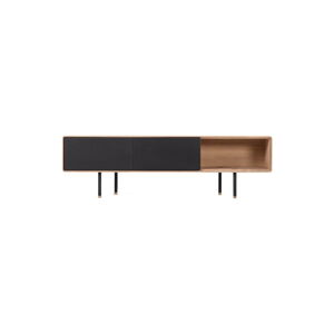 Černý TV stolek z dubového dřeva Gazzda Fina, šířka 160 cm