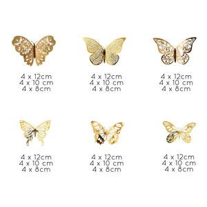 Sada 36 samolepicích nástěnných motýlů ve zlaté barvě Ambiance Butterflies Gold