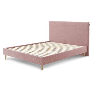 Růžová čalouněná dvoulůžková postel s roštem 160x200 cm Anja – Bobochic Paris