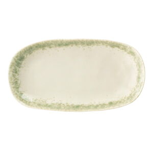 Zeleno-bílý kameninový servírovací talíř Bloomingville Paula, 23,5 x 12,5 cm