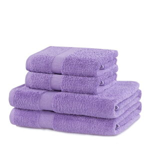 Froté bavlněné ručníky a osušky v levandulové barvě v sadě 4 ks Marina – DecoKing