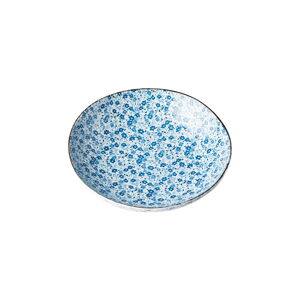 Modro-bílý keramický hluboký talíř MIJ Daisy, 600 ml