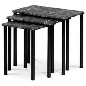 Set konferenčních stolků GORDIE — kov, dekor černý mramor