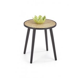 Konferenční stolek JAKARTA –⁠ kov/dřevo, černá/ratan