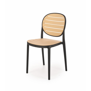 Jídelní židle SABO — plast, černá / přírodní
